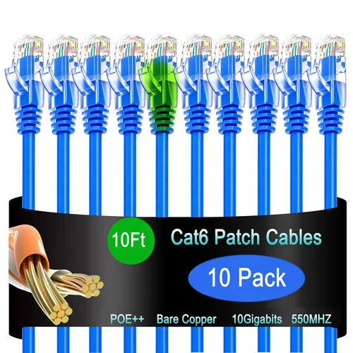 Vista 31 de Cable de Parche Ethernet Cat6 de 0.5 pies (Paquete de 10), Cable de Parche Cat6 para Centros de Datos, Cable Cat 6 10G, Cables de Parche de Red