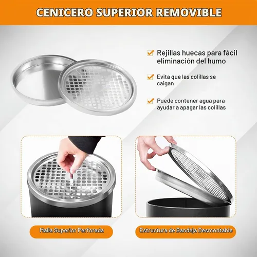 Vista 5 de BEAMNOVA Bote de basura negro con tapa, contenedor de basura de metal