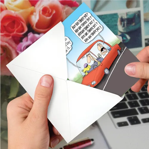 Vista 6 de NobleWorks - 1 tarjeta divertida del día del padre con sobre, tarjeta de felicitación de humor para papá, padrastros - Are We There Yet 5312