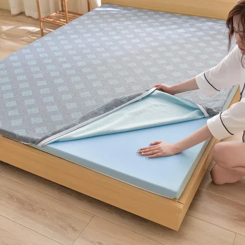 Vista 12 de Cubrecolchón de espuma viscoelástica de gel, protector de colchón refrescante, cubrecolchón de cama con infusión de gel con funda extraíble lavable
