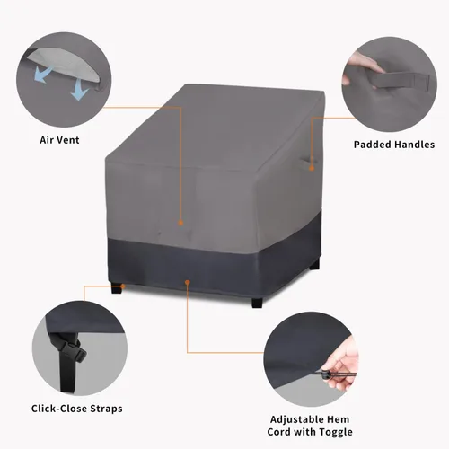Vista 4 de Easy-Going Funda para silla de exterior, impermeable, resistente al viento, funda para silla de patio, funda para muebles de exterior