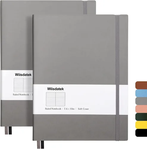 Vista 9 de Cuadernos B5 con rayas universitarias, paquete de 2 cuadernos grandes B5 con 376 páginas numeradas, papel rayado grueso de 3.53 oz/m², cubierta