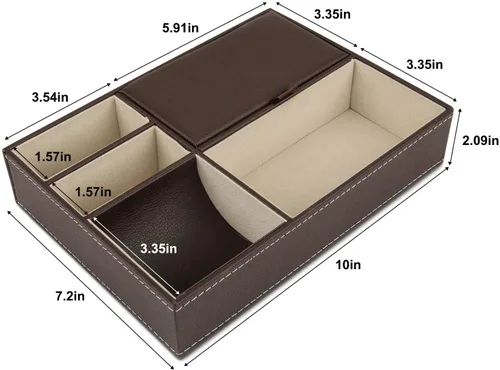 Vista 6 de Baoyun - Bandeja de cuero para hombre, organizador de joyas para hombre, organizador de mesita de noche, bandeja de noche de cuero para entrada
