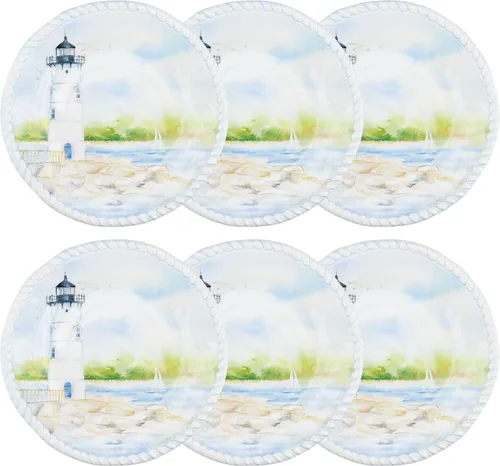 Vista 8 de UP UPware - Juego de platos redondos para ensalada de melamina de cangrejo, platos redondos para risotto, pasta y ensalada, sin BPA, aptos