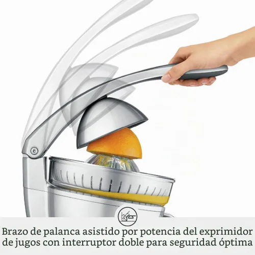Vista 4 de Breville BCP600SIL, máquina de exprimidor motorizado de prensa de cítricos, plata Easily squeeze fresh citrus juice with an automatic motor and