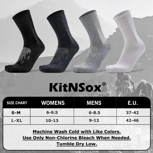 Vista 5 de KitNSox Paquete de 14 calcetines de lana merina para hombre y mujer, calcetines para senderismo y correr, cálidos, gruesos, acolchados, para caminar