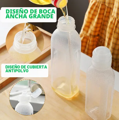 Vista 3 de WAYDA Botellas exprimibles para condimentos, paquete de 6 botellas exprimibles para salsas, recipiente de aderezo de ensalada de ketchup, botellas