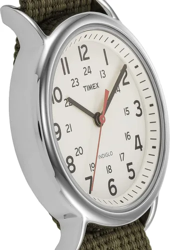 Vista 5 de Timex Reloj unisex Weekender de 1.496in, Negro, Weekender Slip Through - Reloj de correa de nailon