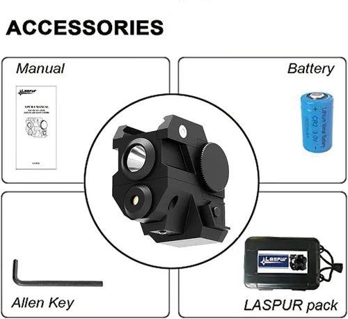 Vista 6 de USA Laspur Mini Tactical Sub Compact Rail Mount Laser Sight con luz LED CREE de alto lumen Combo integrado con luz estroboscópica