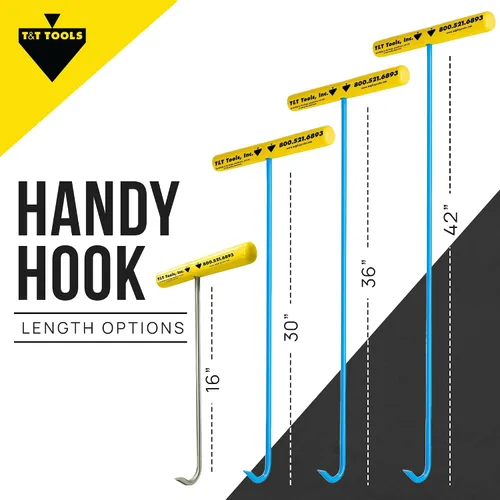 Vista 2 de T&T Tools Handy Hook – Gancho de 16" de acero inoxidable para tapa de alcantarilla, extractor, extractor de pasador de espiga, herramienta