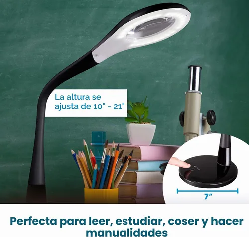 Vista 5 de OttLite Prevención LED lámpara de escritorio con lupa ajustable, negro