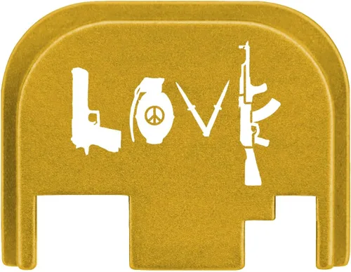 Vista 61 de NDZ Performance Gen 1-4 Rear Slide Cover Plate for Glock 9mm .40 .357 .45 Laser Engraved Popular Images in Black Aluminum - Choose Image