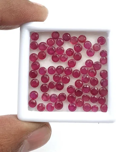 Vista 2 de Rubí Natural Corte Redondo Piedra Preciosa Suelta 35 Unids 0.138 in 10 CT Rubí Facetado Piedra Preciosa Para La Fabricación De Joyerías,rubí Rojo Al