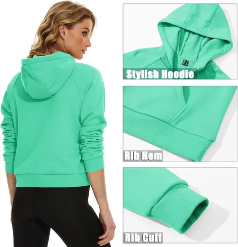 Vista 5 de MAGCOMSEN Sudaderas con capucha para mujer, con forro polar, cremallera de 12, manga larga, con bolsillo tipo canguro