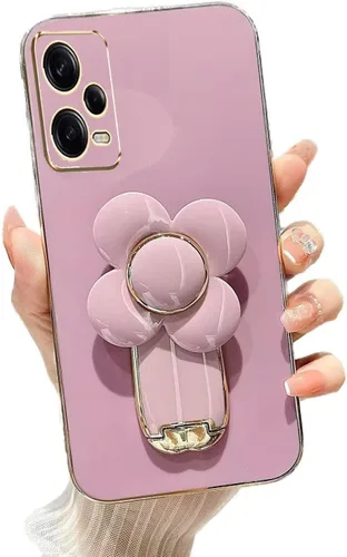 Vista 10 de Miagon - Funda con soporte para Xiaomi Redmi A1, galvanizado suave TPU protector delgado a prueba de golpes con molinete giratorio soporte de flores