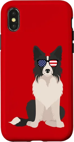 Vista 5 de Border Collie July 4th Patriotic American Sunglasses Dog Case for iPhone 16