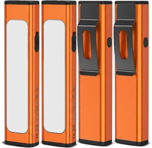 Vista 13 de Linterna plana EDC recargable, 1200 lúmenes USB-C (naranja, 1 unidad) Linterna de bolsillo con clip, 9 modos de luz magnética impermeable pequeña