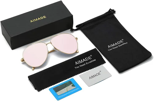 Vista 6 de AIMADE Lentes de sol polarizados militares de alta calidad, marco de metal, diseño único, para hombres y mujeres, 100% protección UV