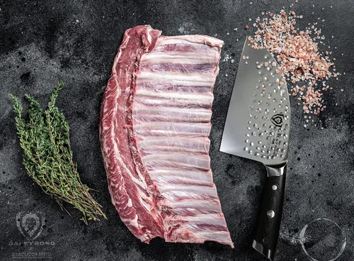 Vista 9 de Dalstrong - Cuchillo de chef serbio - 7.5 pulgadas - Serie Gladiador Elite - Acero HC alemán - Cuchillo de carnicero - Acabado de hoja martillada