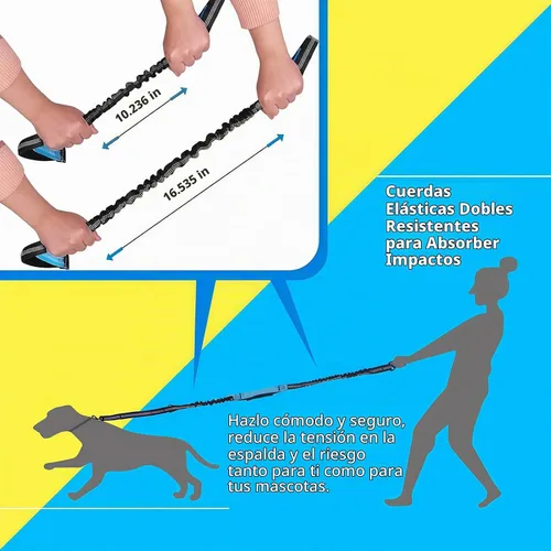 Vista 4 de Uppetly Correa de correr para perros manos libres con cinturón ajustable, cuerda elástica de doble asa retráctil para perros pequeños y medianos