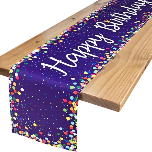 Vista 7 de Letjolt Happy Birthday Table Runner 72 Inches, Black Negro