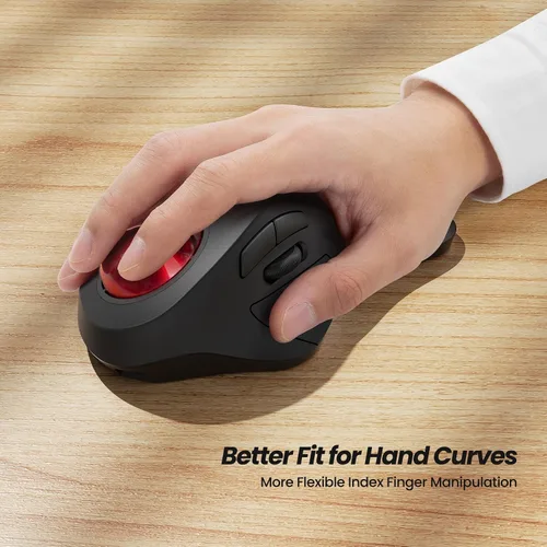 Vista 2 de Nulea Ratón Inalámbrico Ergonómico Trackball, Recargable, Ratón Rollerball Bluetooth, Trackball de 44mm para Dedo Índice, 5 DPI Ajustables