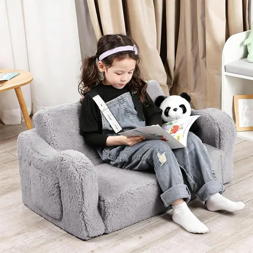Vista 84 de MOMCAYWEX - Sofá para niños, 2 en 1, plegable, piel de melocotón, color azul