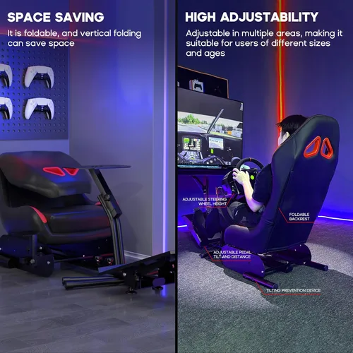 Vista 5 de DIWANGUS Racing Simulator Cockpit Racing Wheel Stand with Seat Gaming Chair Sim Racing Cockpit for G29 G920 G923 G27 G25 T248X T248 T300RS T150 458