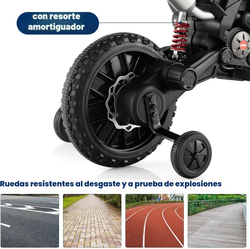 Vista 9 de OLAKIDS Motocicleta para niños, Aprilia RX125 12V con licencia, moto eléctrica de cross montable con ruedas de entrenamiento, suspensión de resorte