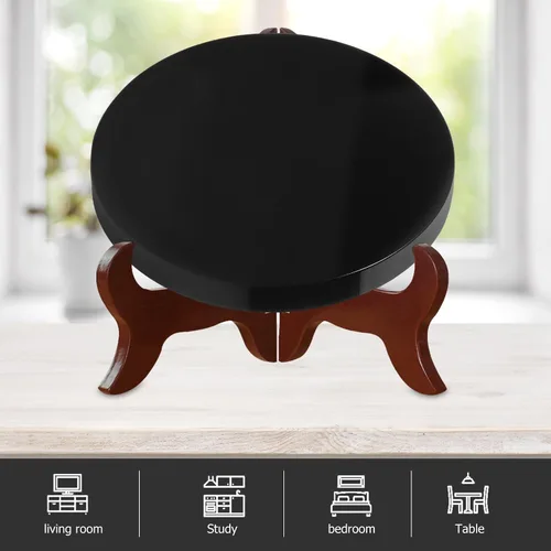 Vista 7 de VOSAREA Espejo rascador de obsidiana negra natural, piedra circular, disco redondo, Feng Shui, espejo con soporte para meditación de adivinación