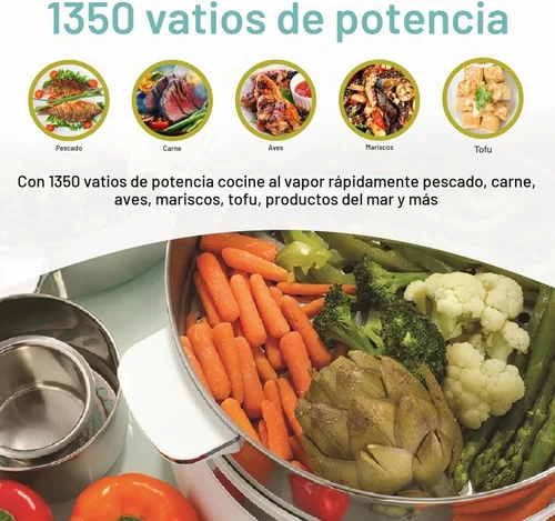 Vista 4 de Euro Cuisine Vaporera eléctrica de acero inoxidable.