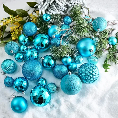 Vista 5 de LANGXUN 36 piezas de esferas de decoración de árbol de Navidad azul ácido, bolas de Navidad, decoración de Navidad 2025, adornos de Navidad