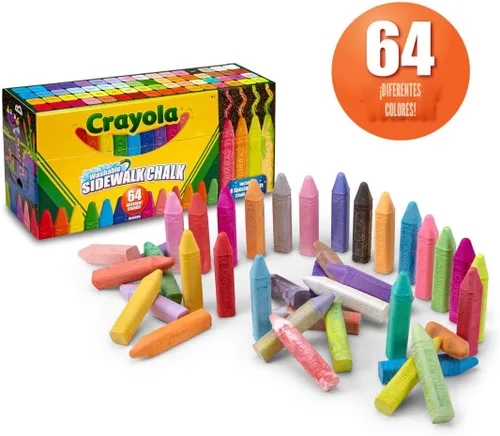 Vista 3 de Crayola Ultimate Colección de Tizas Lavables (64 unidades), Tiza para Acera al Aire Libre a Granel para Niños, Barras Antideslizantes, Actividades