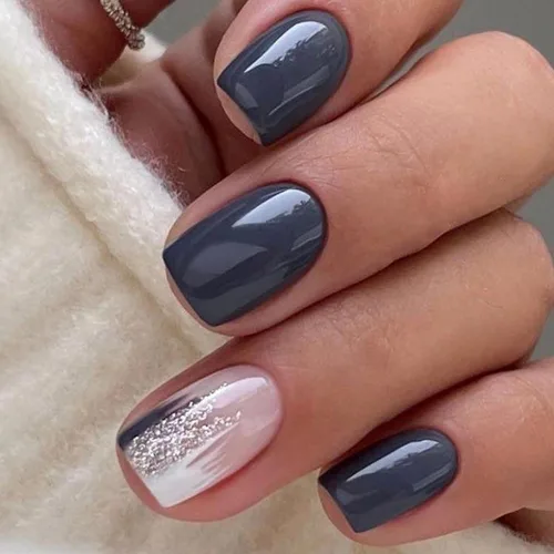 Vista 10 de MISUD Uñas Postizas Cortas Cuadradas - Uñas con Pegamento de Verano Colorido, Diseño de Arcoíris de Cocodrilo Acrílicas 24 piezas