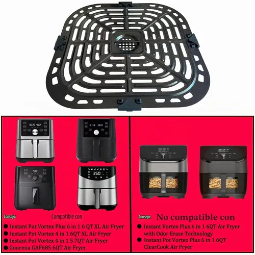 Vista 2 de Sartén para freidora de aire instantáneos Pot Vortex Plus 6 en 1 6 cuartos de galón XL freidoras de aire, antiadherentes mejoradas, bandeja de placa
