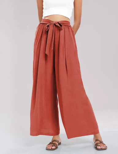 Vista 2 de Summe - Pantalones de vestir de pierna ancha para mujer, de cintura alta, estilo palazzo, casuales, de trabajo, pantalones de playa con bolsillo