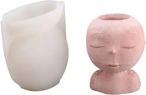 Vista 7 de Nicole Face Cement Flower Pot Mold Nordic Style Horcrete Mold Abstract Design Plant Flower Pot Molde de silicona