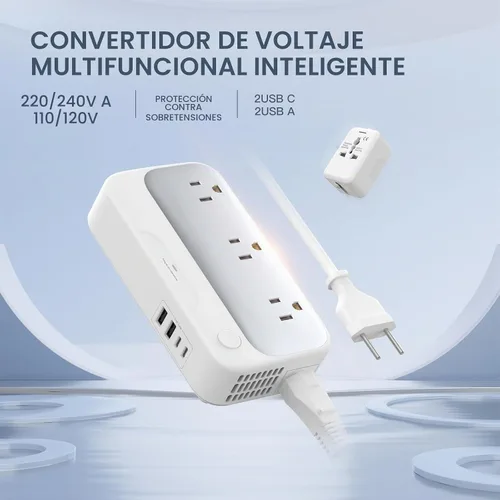 Vista 9 de Convertidor de voltaje universal EE.UU. a Europa, combo convertidor de viaje de 220 V a 110 V, adaptador europeo de reducción de voltaje de 250 W