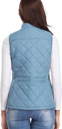 Vista 6 de Fuinloth - Chaleco acolchado para mujer, diseño de cuello alto, ligero, con cierre