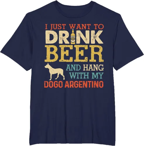 Vista 11 de Dogo Argentino - Camiseta vintage divertida para colgar con perro, Negro
