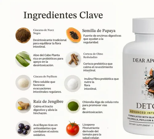 Vista 3 de Detoxify Advanced Cleanse - Fórmula herbaria de semillas de papaya de nogal negro, apoyo para la salud intestinal con fibra de aloe Chlorella