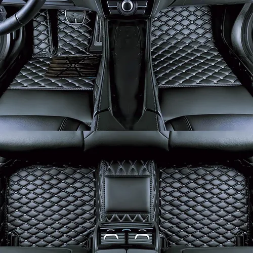 Vista 12 de Tapetes de cuero personalizados impermeables para automóvil, sedán, SUV, automóvil deportivo, negro, beige, para hombre y mujer (todo beige, 3D)