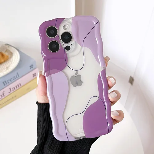 Vista 34 de DEFBSC Funda para iPhone 15 con bonito diseño ondulado, color negro