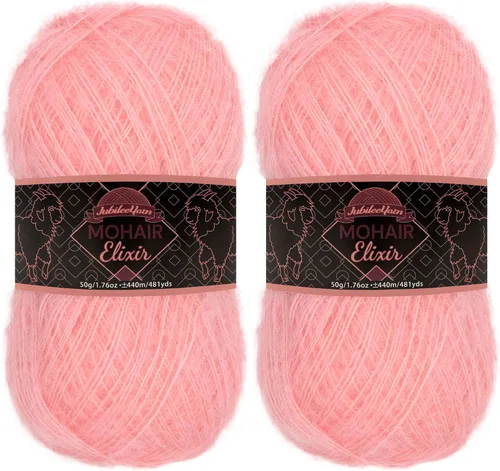 Vista 82 de JubileeYarn Mohair Elixir Yarn - 50g/Skein Baby Wool Blend - Cosmopolitan - 1 Skein