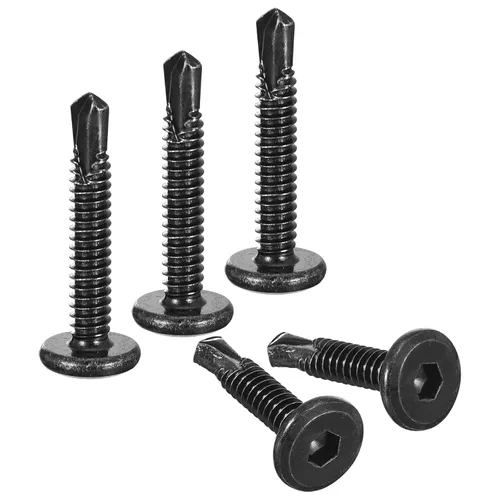 Vista 22 de uxcell Tornillos Autorroscantes de Encaje Hexagonal, 1/4 x 1 Acero Inoxidable 410 Tornillo de Perforación de Cabeza Plana para Chapa Metálica 100