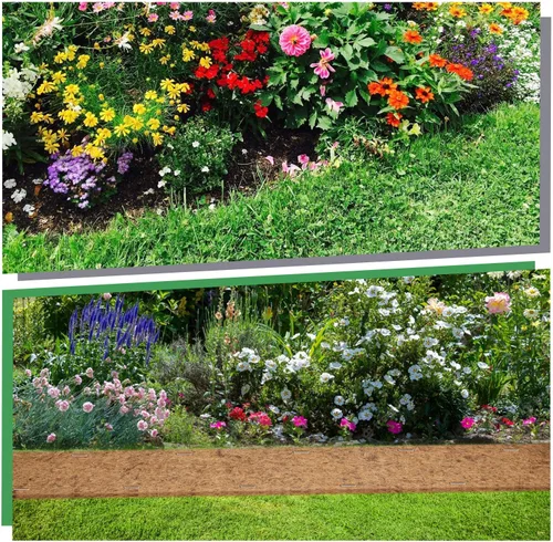 Vista 6 de Rollo de mantillo natural para paisajismo, tapete de fibra de coco gruesa orgánica de 120 x 6.3 pulgadas con estacas de acero en forma de 20U, rollo