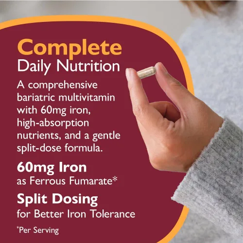 Vista 8 de Celebrate Vitamins Multi-Complete, 60mg Hierro – Multivitamínico bariátrico diario para pacientes con gastrectomía de manga y cirugía de bypass