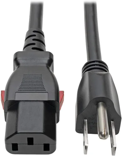 Vista 6 de TRIPP LITE Cable de alimentación para computadora (NEMA 5-15P a C13), conector C13 con bloqueo, 10A, 125V, 18AWG, 1 pie (P006-L01), negro