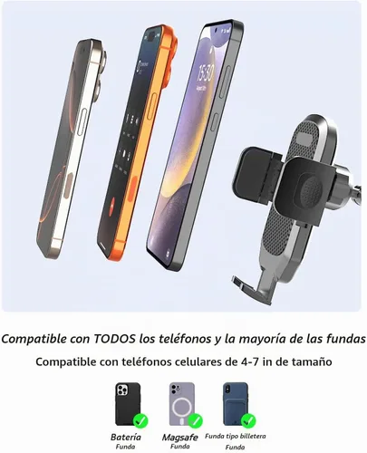 Vista 8 de Quyee Soporte para Teléfono de Coche, Soporte para Teléfono de Espejo Retrovisor - Montaje de Aleación de Aluminio con Ajuste Multi-Ángulo Giratorio