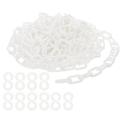 Vista 12 de PATIKIL Cadenas de plástico, cadenas de seguridad de 30 pies, cadenas de plástico negro para barreras, control de multitudes, líneas de cola